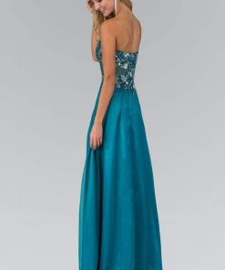 Elizabeth K - GL1085 Embellished Sweetheart Chiffon A-line Dress