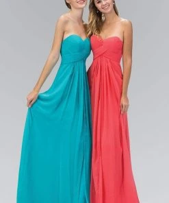 Elizabeth K - GL1122 Pleated Sweetheart Chiffon A-line Dress