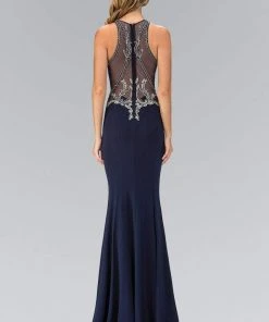Elizabeth K - GL1357 Embellished High Neck Long Gown 6 Elizabeth K - GL1357 Embellished High Neck Long Gown