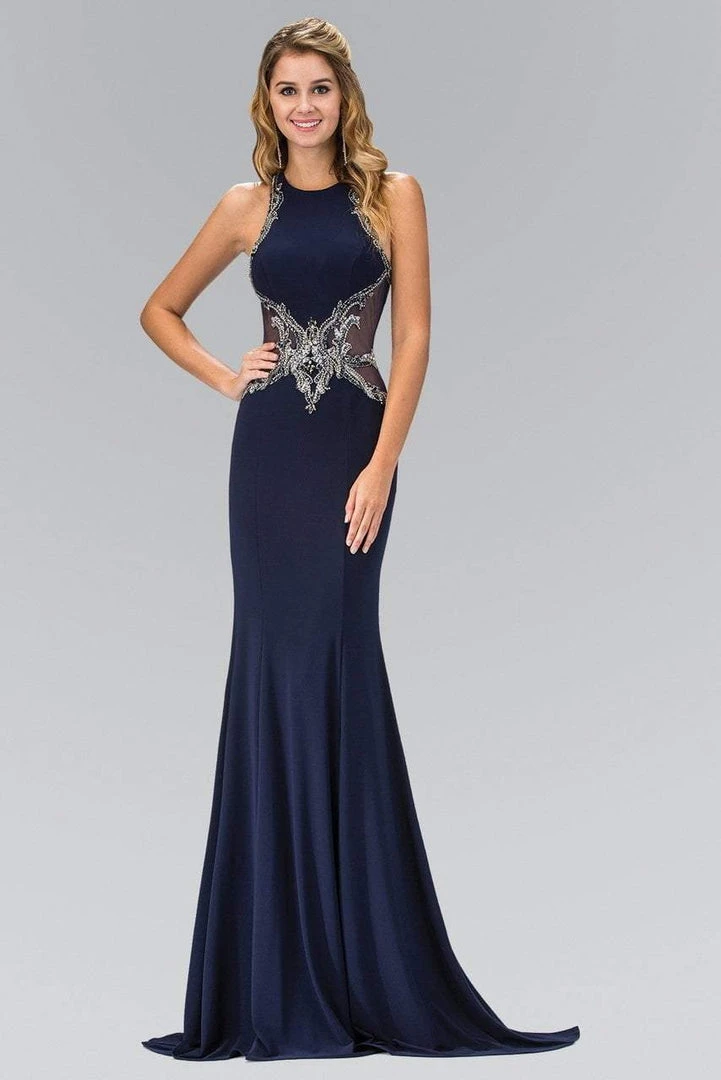 Elizabeth K - GL1357 Embellished High Neck Long Gown 3 Elizabeth K - GL1357 Embellished High Neck Long Gown