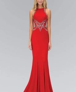 Elizabeth K - GL1357 Embellished High Neck Long Gown 7 Elizabeth K - GL1357 Embellished High Neck Long Gown