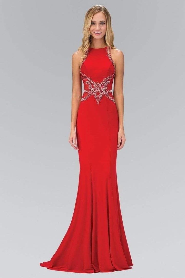 Elizabeth K - GL1357 Embellished High Neck Long Gown 5 Elizabeth K - GL1357 Embellished High Neck Long Gown
