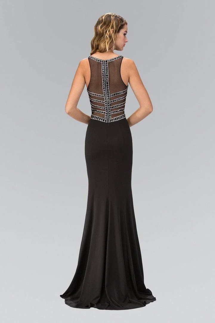 Elizabeth K - GL1359 V-Neck Jersey Sheath Gown With Slit 4 Elizabeth K - GL1359 V-Neck Jersey Sheath Gown With Slit
