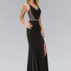 Elizabeth K - GL1359 V-Neck Jersey Sheath Gown With Slit 1 Elizabeth K - GL1359 V-Neck Jersey Sheath Gown With Slit