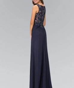 Elizabeth K - GL1377 Embellished Ruched V-Neck A-line Dress 10 Elizabeth K - GL1377 Embellished Ruched V-Neck A-line Dress