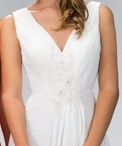 Elizabeth K - GL1378 Applique V-Neck Chiffon A-Line Gown 11 Elizabeth K - GL1378 Applique V-Neck Chiffon A-Line Gown