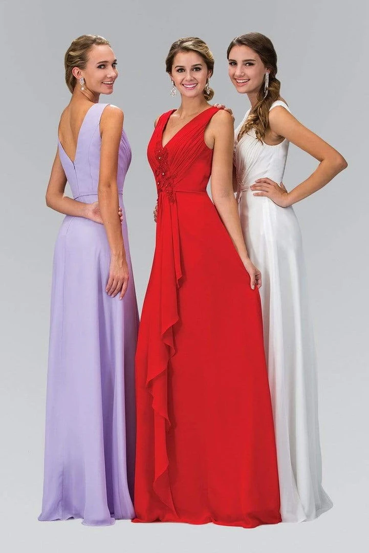 Elizabeth K - GL1378 Applique V-Neck Chiffon A-Line Gown 5 Elizabeth K - GL1378 Applique V-Neck Chiffon A-Line Gown