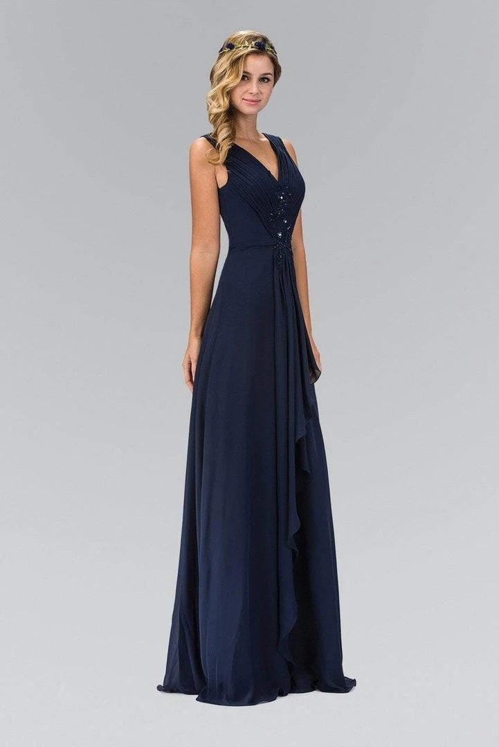 Elizabeth K - GL1378 Applique V-Neck Chiffon A-Line Gown 3 Elizabeth K - GL1378 Applique V-Neck Chiffon A-Line Gown