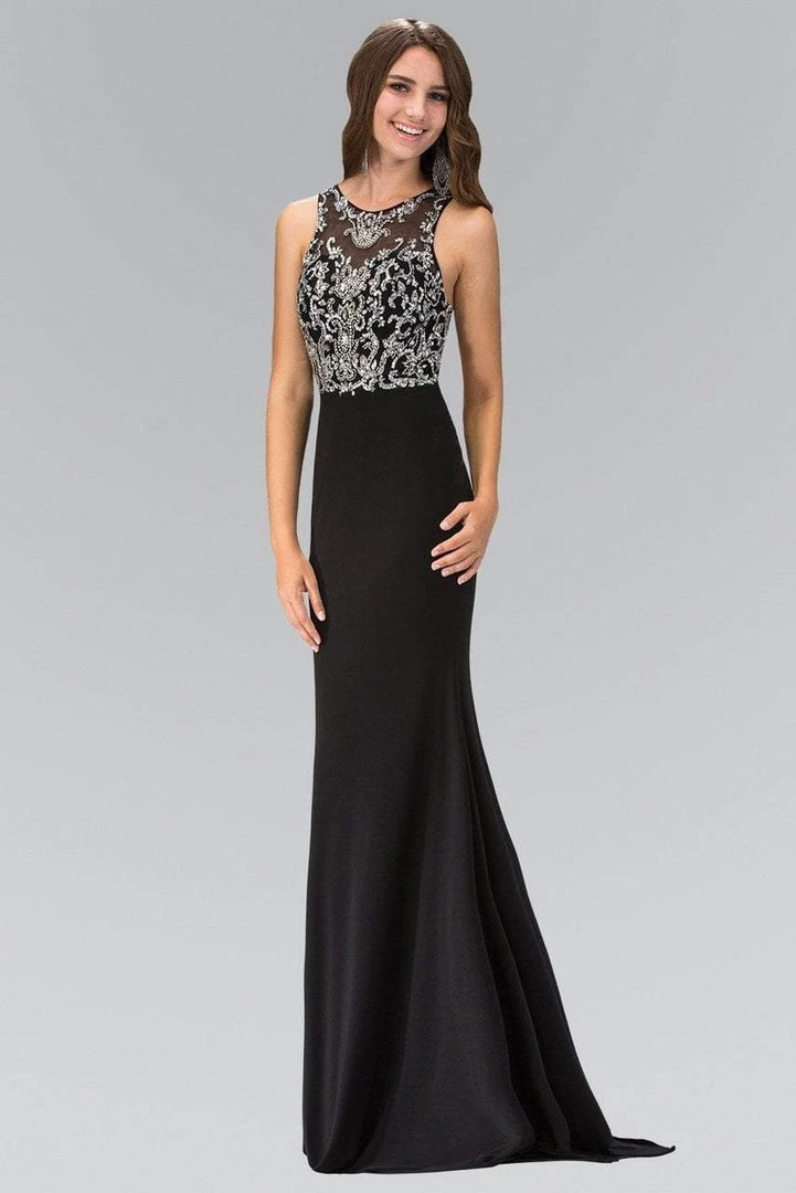 Elizabeth K - GL1385 Jewel Ornate Illusion Sheath Gown 3 Elizabeth K - GL1385 Jewel Ornate Illusion Sheath Gown