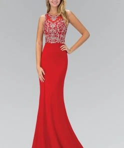 Elizabeth K - GL1385 Jewel Ornate Illusion Sheath Gown 8 Elizabeth K - GL1385 Jewel Ornate Illusion Sheath Gown