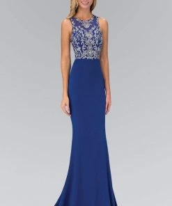 Elizabeth K - GL1385 Jewel Ornate Illusion Sheath Gown 9 Elizabeth K - GL1385 Jewel Ornate Illusion Sheath Gown