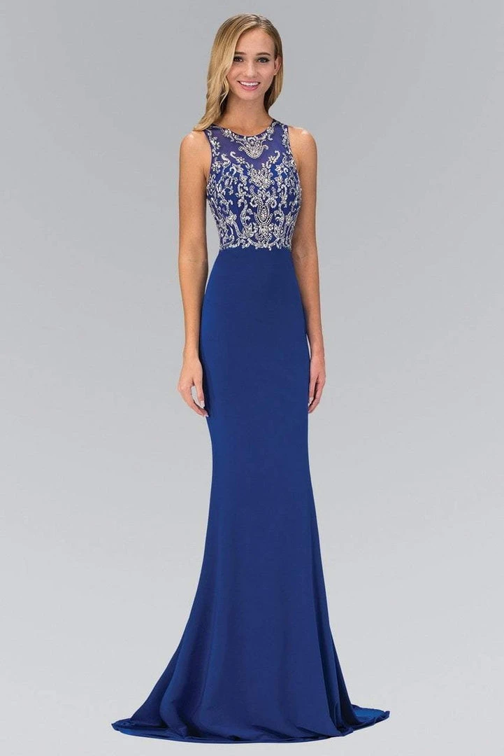 Elizabeth K - GL1385 Jewel Ornate Illusion Sheath Gown 6 Elizabeth K - GL1385 Jewel Ornate Illusion Sheath Gown