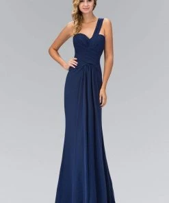 Elizabeth K - GL1390 Shirred One-Shoulder Sweetheart Gown