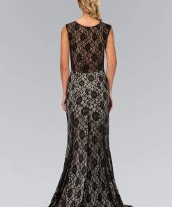 Elizabeth K - GL1396 Long Contrast Lace Sheath Gown 7 Elizabeth K - GL1396 Long Contrast Lace Sheath Gown