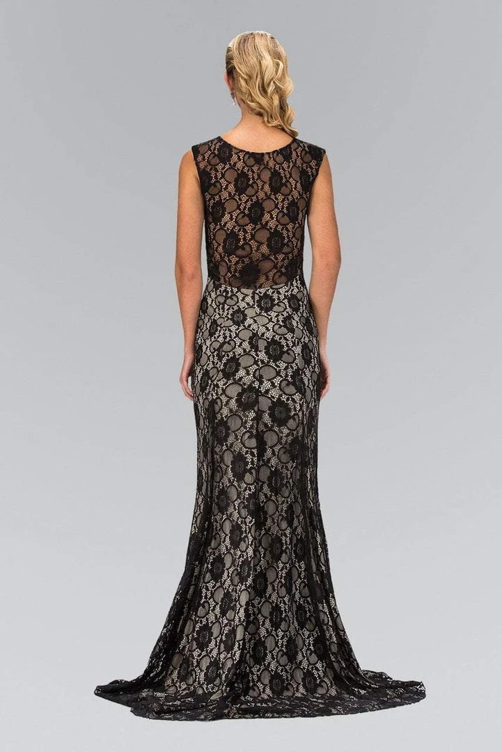 Elizabeth K - GL1396 Long Contrast Lace Sheath Gown 4 Elizabeth K - GL1396 Long Contrast Lace Sheath Gown