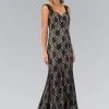Elizabeth K - GL1396 Long Contrast Lace Sheath Gown 1 Elizabeth K - GL1396 Long Contrast Lace Sheath Gown