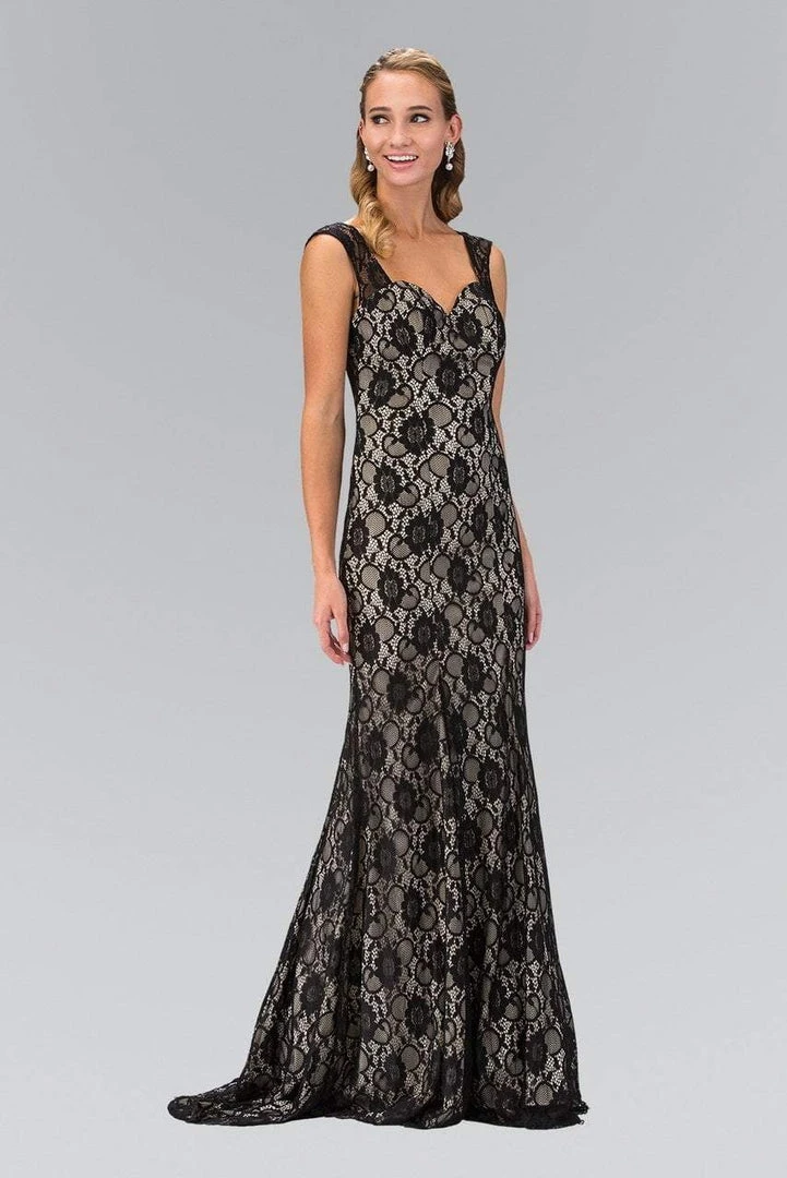 Elizabeth K - GL1396 Long Contrast Lace Sheath Gown 3 Elizabeth K - GL1396 Long Contrast Lace Sheath Gown