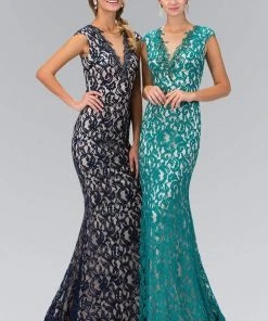 Long Dresses Elizabeth K - GL1420 Embellished Jewel Neck Gown