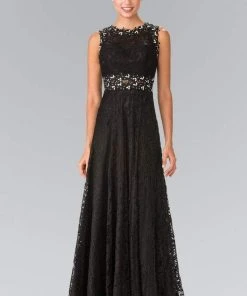 Elizabeth K - GL1460 Sleeveless Beaded Lace Long Dress