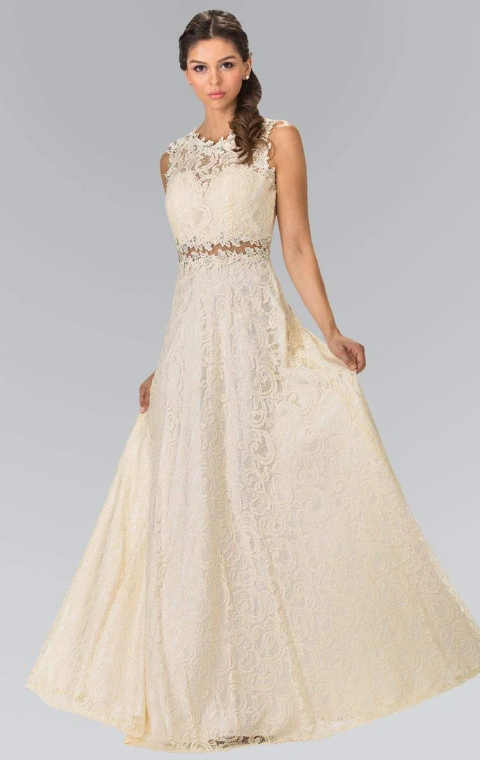 Elizabeth K - GL1460 Sleeveless Beaded Lace Long Dress 12 Elizabeth K - GL1460 Sleeveless Beaded Lace Long Dress