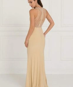 Elizabeth K - GL1507 Illusion Tonal Beaded Jersey Sheath Gown 12 Elizabeth K - GL1507 Illusion Tonal Beaded Jersey Sheath Gown