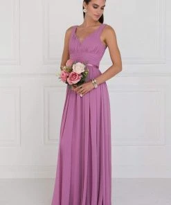 Elizabeth K - GL1525 Ruched Deep Sweetheart Chiffon A-Line Gown