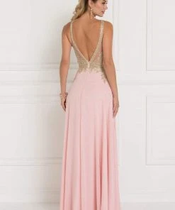 Elizabeth K - GL1526 Lace Embellished High Neck Chiffon Gown 15 Elizabeth K - GL1526 Lace Embellished High Neck Chiffon Gown
