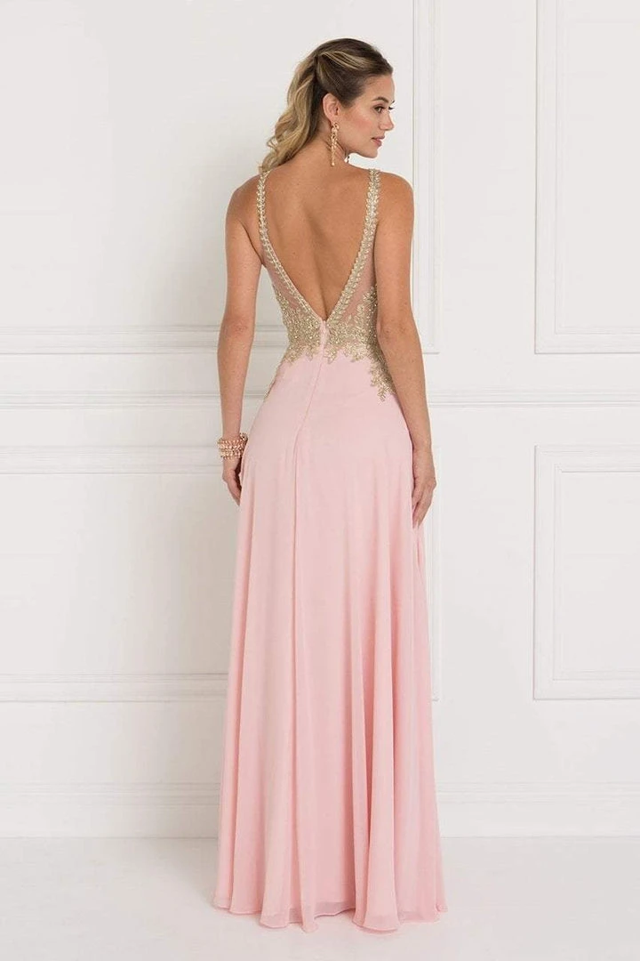 Elizabeth K - GL1526 Lace Embellished High Neck Chiffon Gown 7 Elizabeth K - GL1526 Lace Embellished High Neck Chiffon Gown