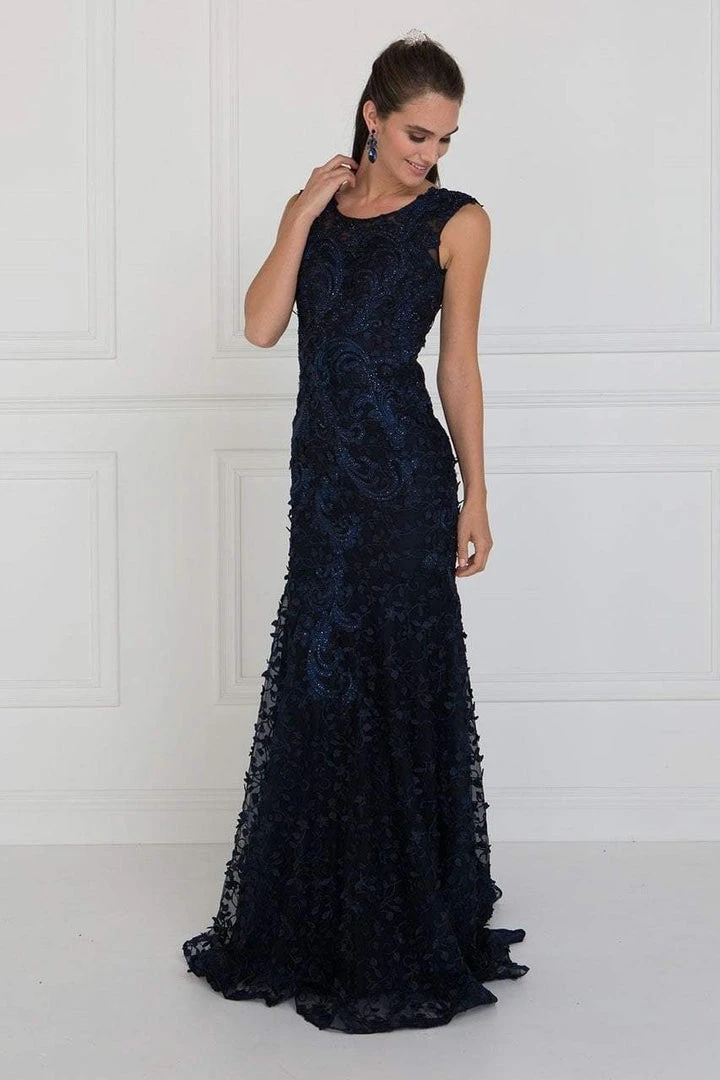 Elizabeth K - GL1529 Scoop Appliqued Evening Dress 4 Elizabeth K - GL1529 Scoop Appliqued Evening Dress