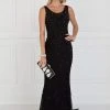 Elizabeth K - GL1544 Beaded Lace Illusion Scoop Sheath Dress
