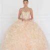 Elizabeth K - GL1554 Bejeweled Organza Ruffled Ballgown 1 Elizabeth K - GL1554 Bejeweled Organza Ruffled Ballgown