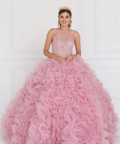 Elizabeth K - GL1554 Bejeweled Organza Ruffled Ballgown 8 Elizabeth K - GL1554 Bejeweled Organza Ruffled Ballgown