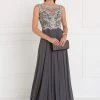 Elizabeth K - GL1565 Jeweled Illusion Bateau Chiffon A-line Gown