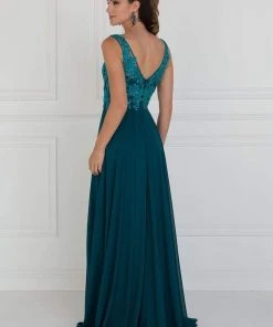 Elizabeth K - GL1567 Sleeveless Bead Embroidered Chiffon A-Line Gown 8 Elizabeth K - GL1567 Sleeveless Bead Embroidered Chiffon A-Line Gown