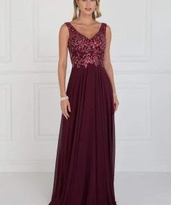 Elizabeth K - GL1567 Sleeveless Bead Embroidered Chiffon A-Line Gown 10 Elizabeth K - GL1567 Sleeveless Bead Embroidered Chiffon A-Line Gown