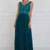 Elizabeth K - GL1567 Sleeveless Bead Embroidered Chiffon A-Line Gown