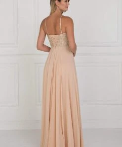 Elizabeth K - GL1571 Gold Embroidered Sweetheart Chiffon A-line Dress 6 Elizabeth K - GL1571 Gold Embroidered Sweetheart Chiffon A-line Dress