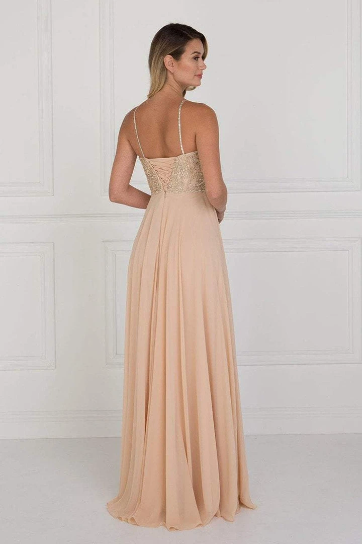 Elizabeth K - GL1571 Gold Embroidered Sweetheart Chiffon A-line Dress 4 Elizabeth K - GL1571 Gold Embroidered Sweetheart Chiffon A-line Dress