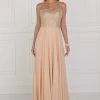 Elizabeth K - GL1571 Gold Embroidered Sweetheart Chiffon A-line Dress 2 Elizabeth K - GL1571 Gold Embroidered Sweetheart Chiffon A-line Dress