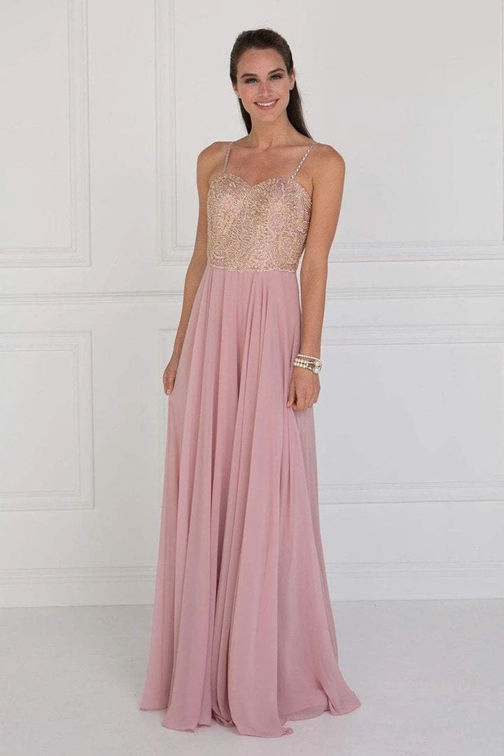 Elizabeth K - GL1571 Gold Embroidered Sweetheart Chiffon A-line Dress 5 Elizabeth K - GL1571 Gold Embroidered Sweetheart Chiffon A-line Dress