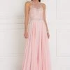 Elizabeth K - GL1572 Embellished Illusion Jewel Chiffon A-line Dress