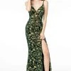 Elizabeth K - GL1811 Sequin And Glitter Embellished Dress With Slit
