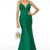 Elizabeth K - GL1815 Spaghetti Strap Draped Ornate Mermaid Dress