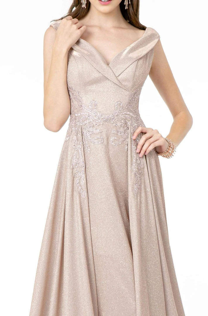 Elizabeth K - GL1817 Embroidered V-Neck A-Line Gown 5 Elizabeth K - GL1817 Embroidered V-Neck A-Line Gown