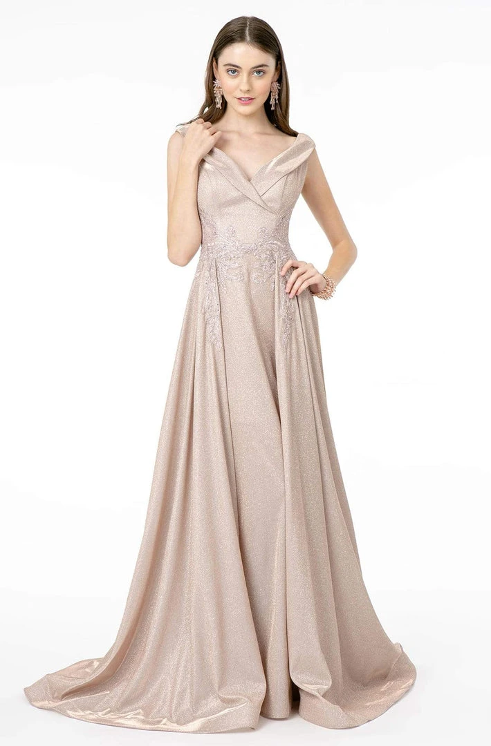 Elizabeth K - GL1817 Embroidered V-Neck A-Line Gown 3 Elizabeth K - GL1817 Embroidered V-Neck A-Line Gown