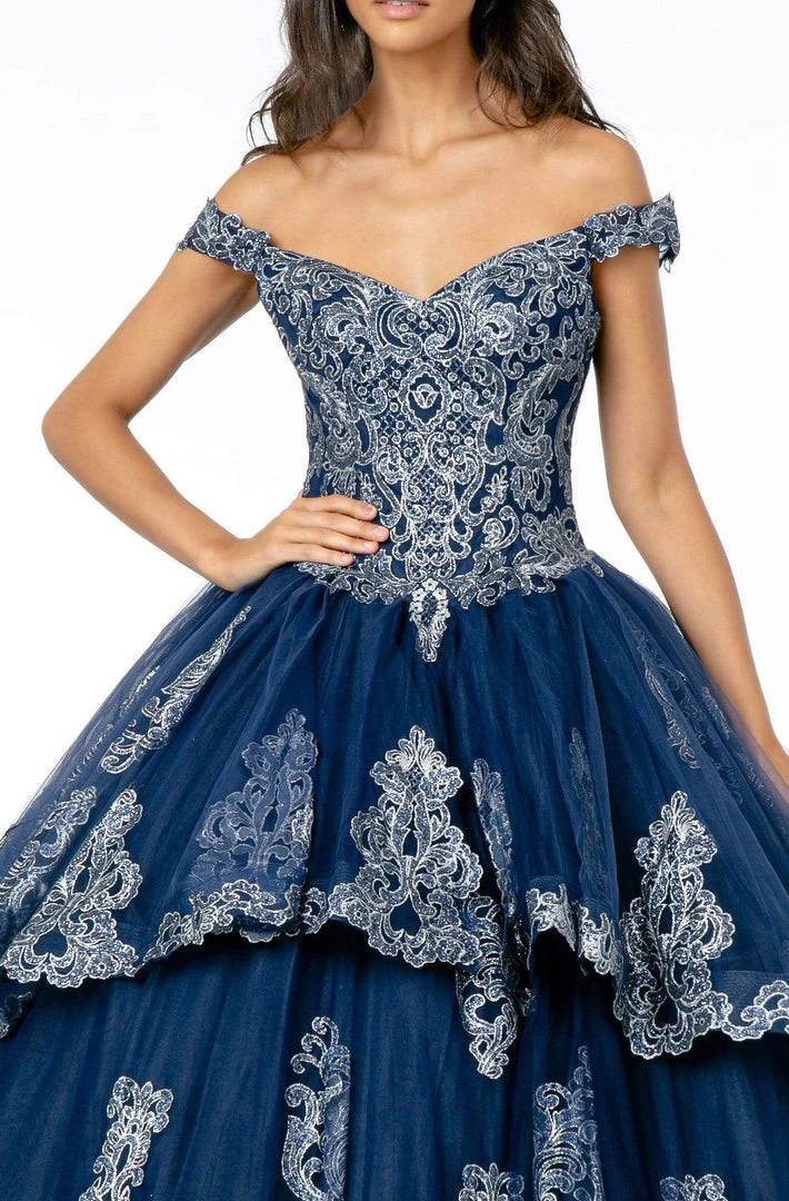 Elizabeth K - GL1819 Glitter Lace Appliqued Off Shoulder Ballgown 7 Elizabeth K - GL1819 Glitter Lace Appliqued Off Shoulder Ballgown