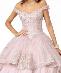 Elizabeth K - GL1819 Glitter Lace Appliqued Off Shoulder Ballgown 9 Elizabeth K - GL1819 Glitter Lace Appliqued Off Shoulder Ballgown