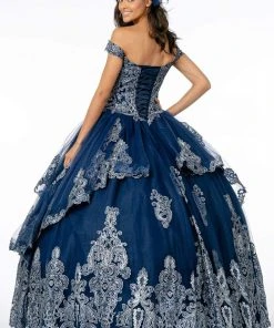 Elizabeth K - GL1819 Glitter Lace Appliqued Off Shoulder Ballgown 11 Elizabeth K - GL1819 Glitter Lace Appliqued Off Shoulder Ballgown