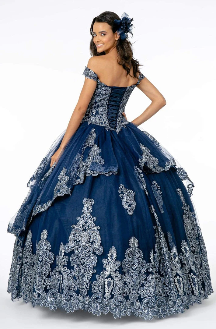 Elizabeth K - GL1819 Glitter Lace Appliqued Off Shoulder Ballgown 6 Elizabeth K - GL1819 Glitter Lace Appliqued Off Shoulder Ballgown