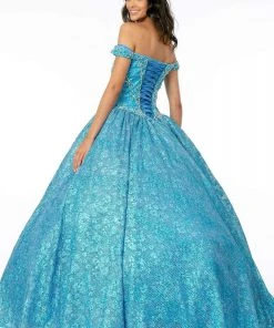 Elizabeth K - GL1821 Crystal Beaded Glitter Netting Quinceanera Dress